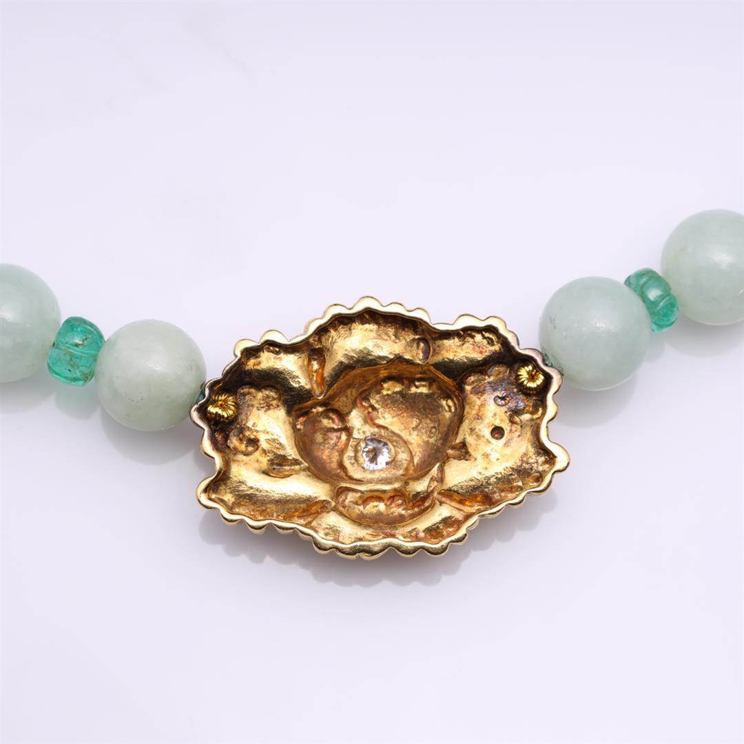 Jadeite, Emerald & 18K Gold Necklace by R. L. Kay