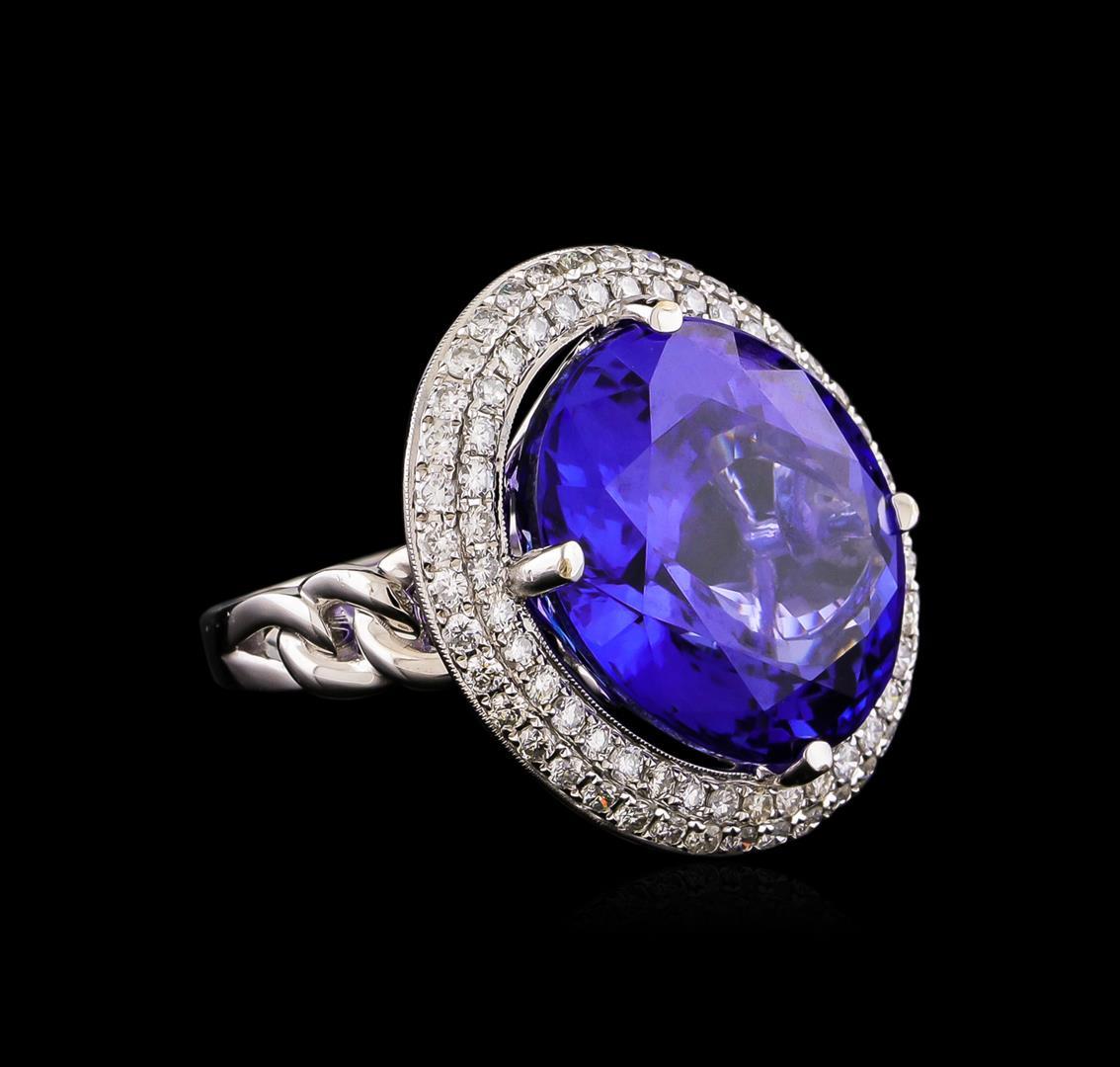 18KT White Gold GIA Certified 30.19 ctw Tanzanite and Diamond Ring