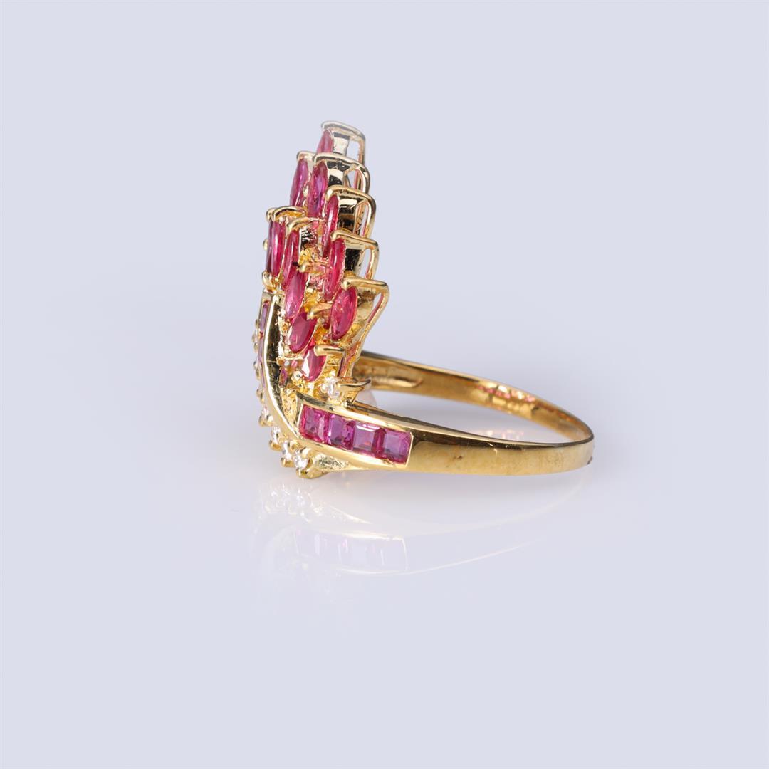 18K Yellow Gold Ruby & Diamond Cocktail Ring