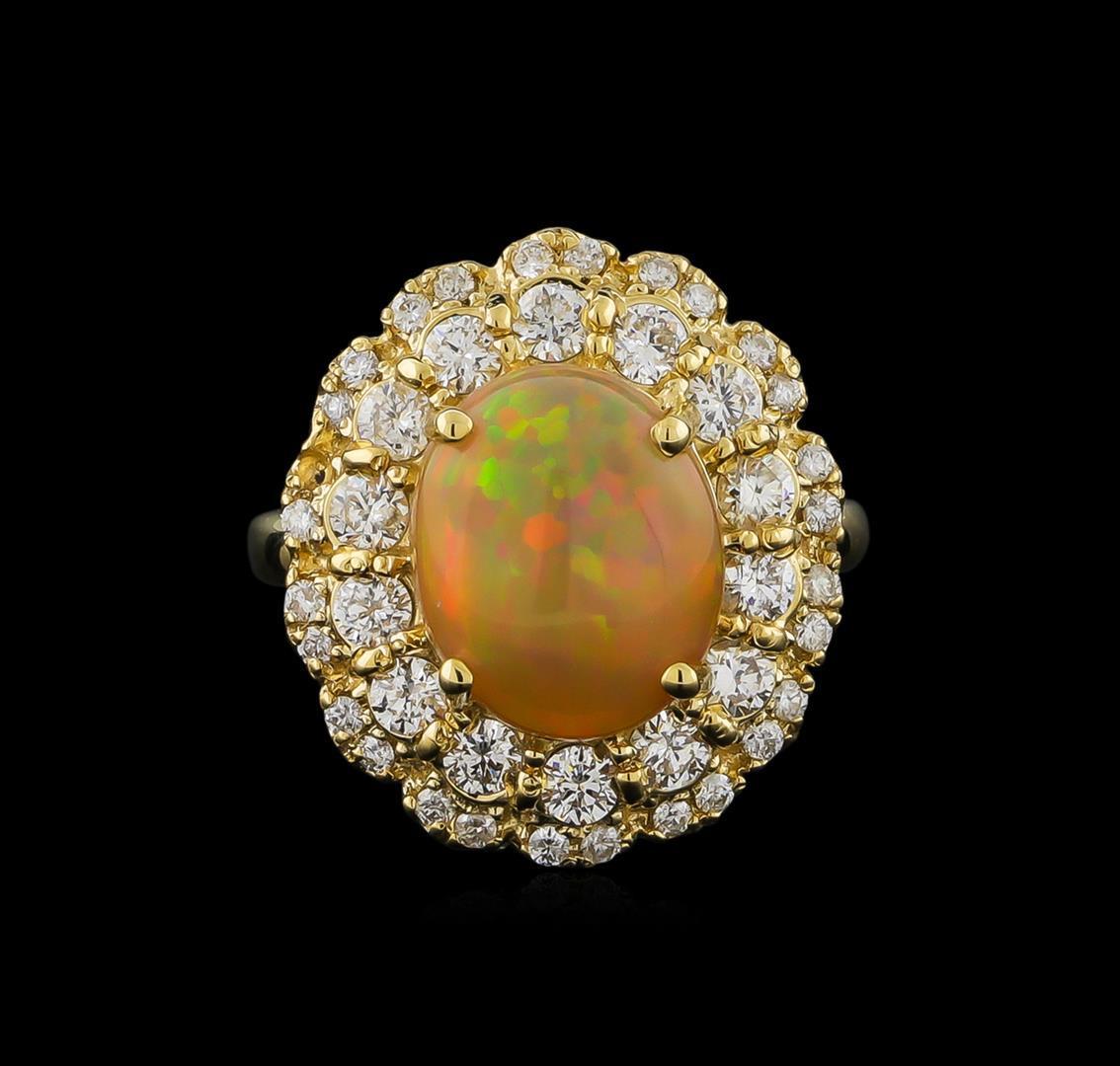 2.75 ctw Opal and Diamond Ring - 14KT Yellow Gold