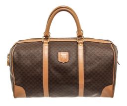 Celine Macadam Pattern Logo Embossed Big Boston Bag Brown