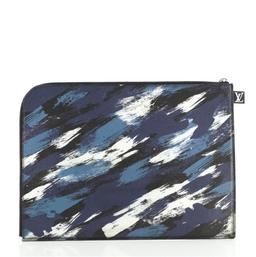 Louis Vuitton Blue Multicolor Camo Printed Canvas Leather Pochette Jour Limited