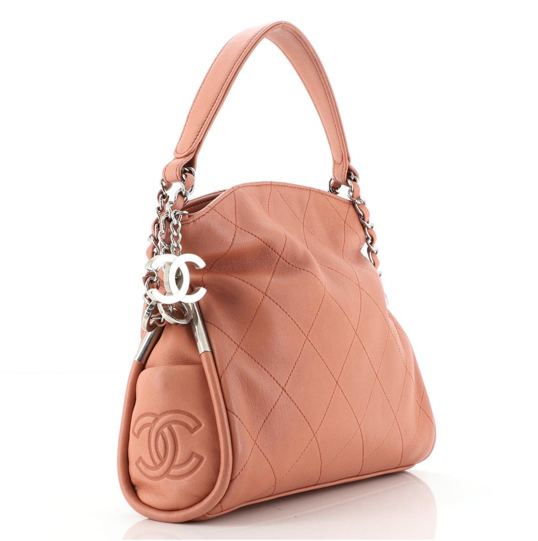 Chanel Pink Quilted Leather Ultimate Small Soft Hobo Bag