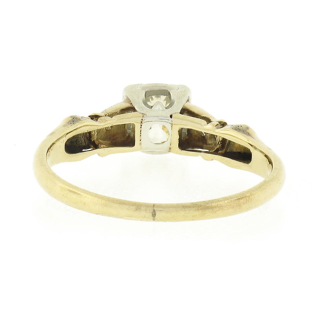 Antique Art Deco 14K TT Gold 0.54 ctw European Diamond Solitaire Engagement Ring