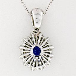 New 14k White Gold 2.59 ctw Oval Tanzanite & Diamond Dual Halo Pendant w/ Chain