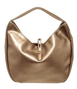 Salvatore Ferragamo Light Bronze Leather Perforated Hobo Bag