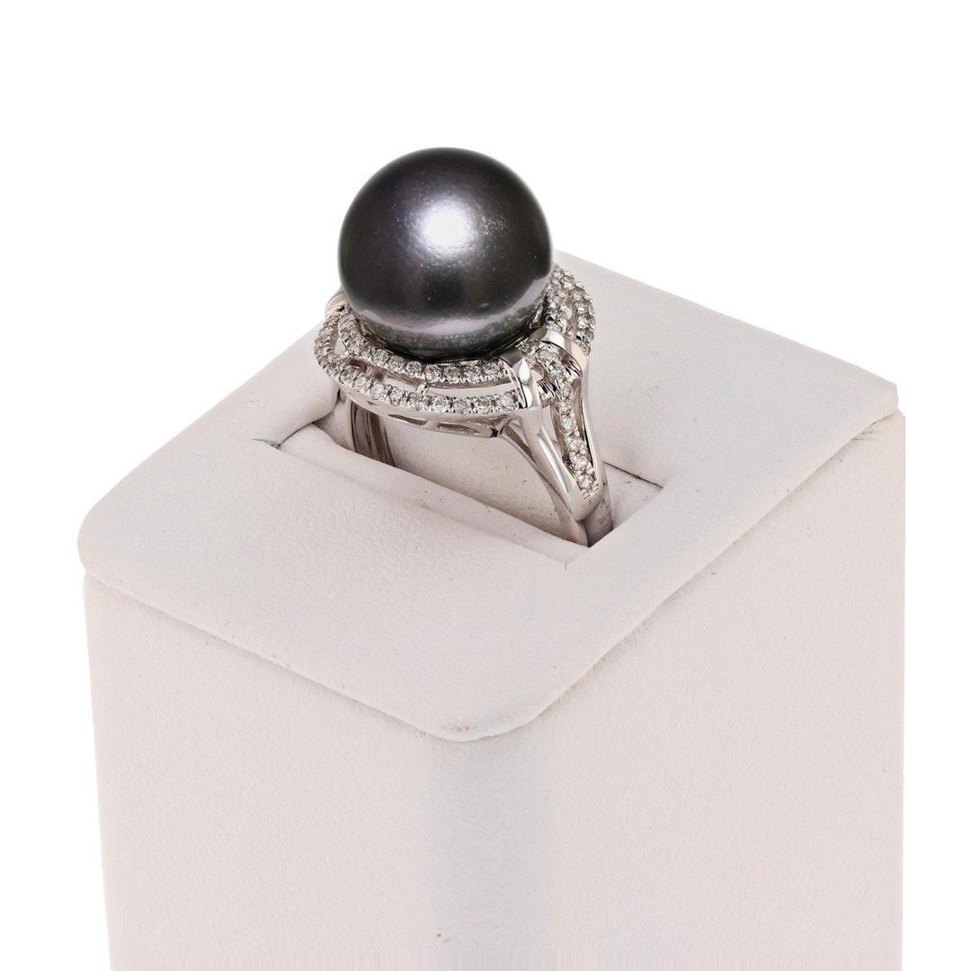 12mm Tahitian Pearl and 0.37 ctw Diamond 14K White Gold Ring