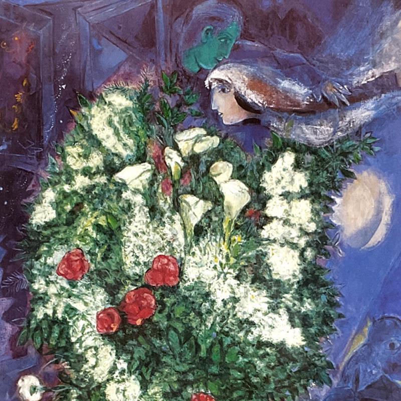 Bouquet with Flying Lover by Chagall (1887-1985)