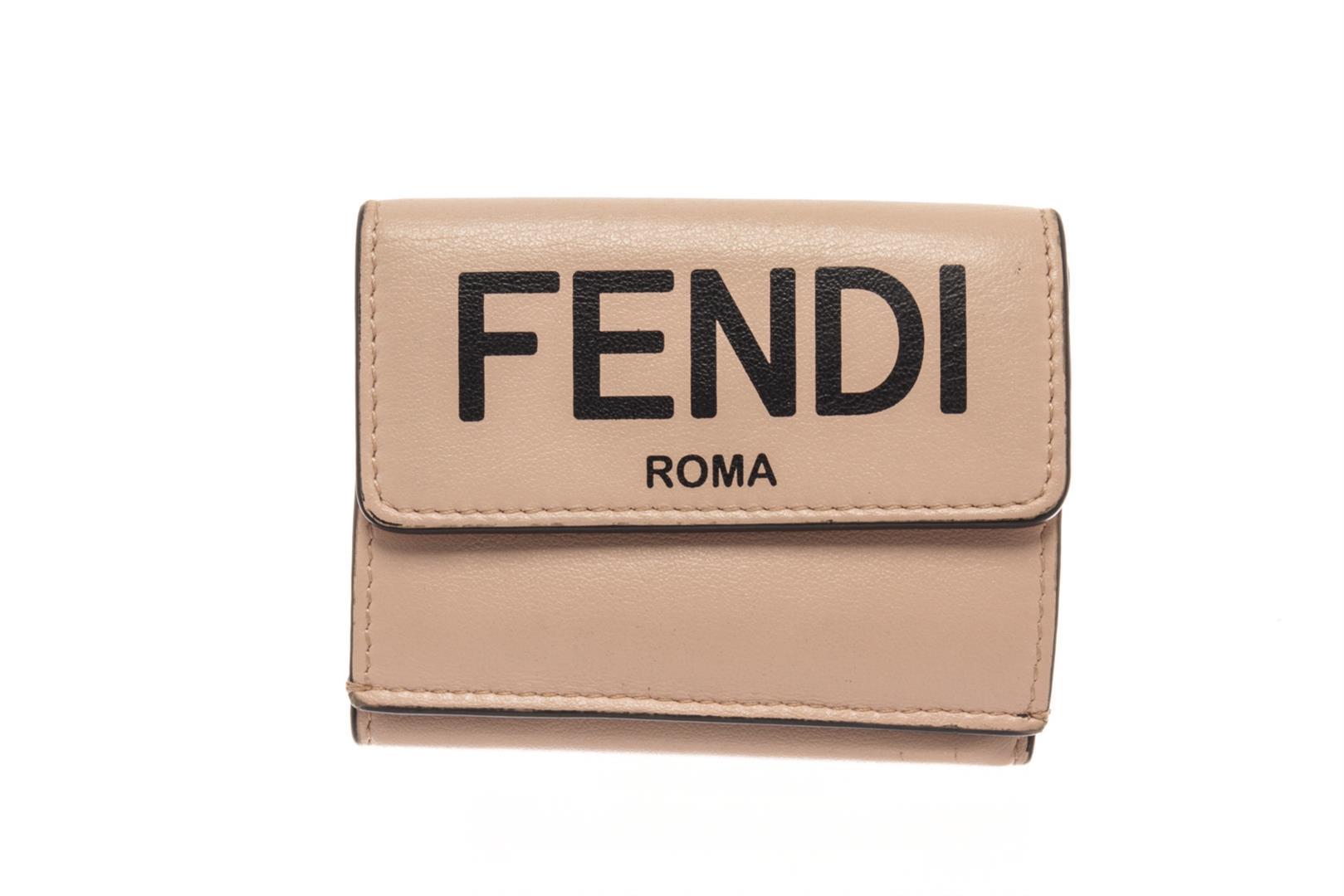 Fendi Pink Leather Micro Trifold Wallet