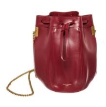 Saint Laurent YSL Burgundy Smooth Leather Talitha Bucket Bag