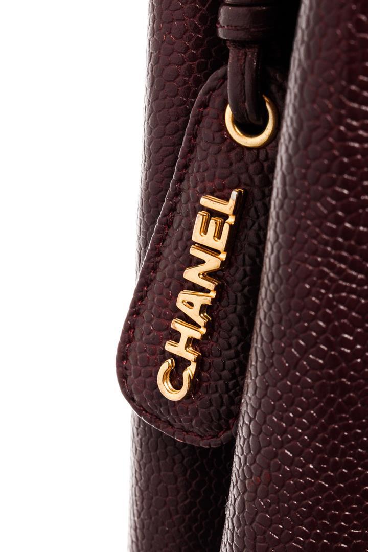 Chanel Vintage Burgundy Caviar Leather CC Turn Lock Shoulder Bag