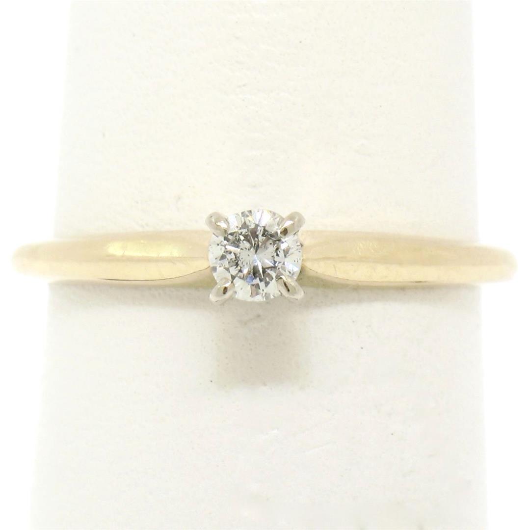 Petite 14k Two Tone Gold 0.15 ctw Round Brilliant Diamond Solitaire Promise Ring