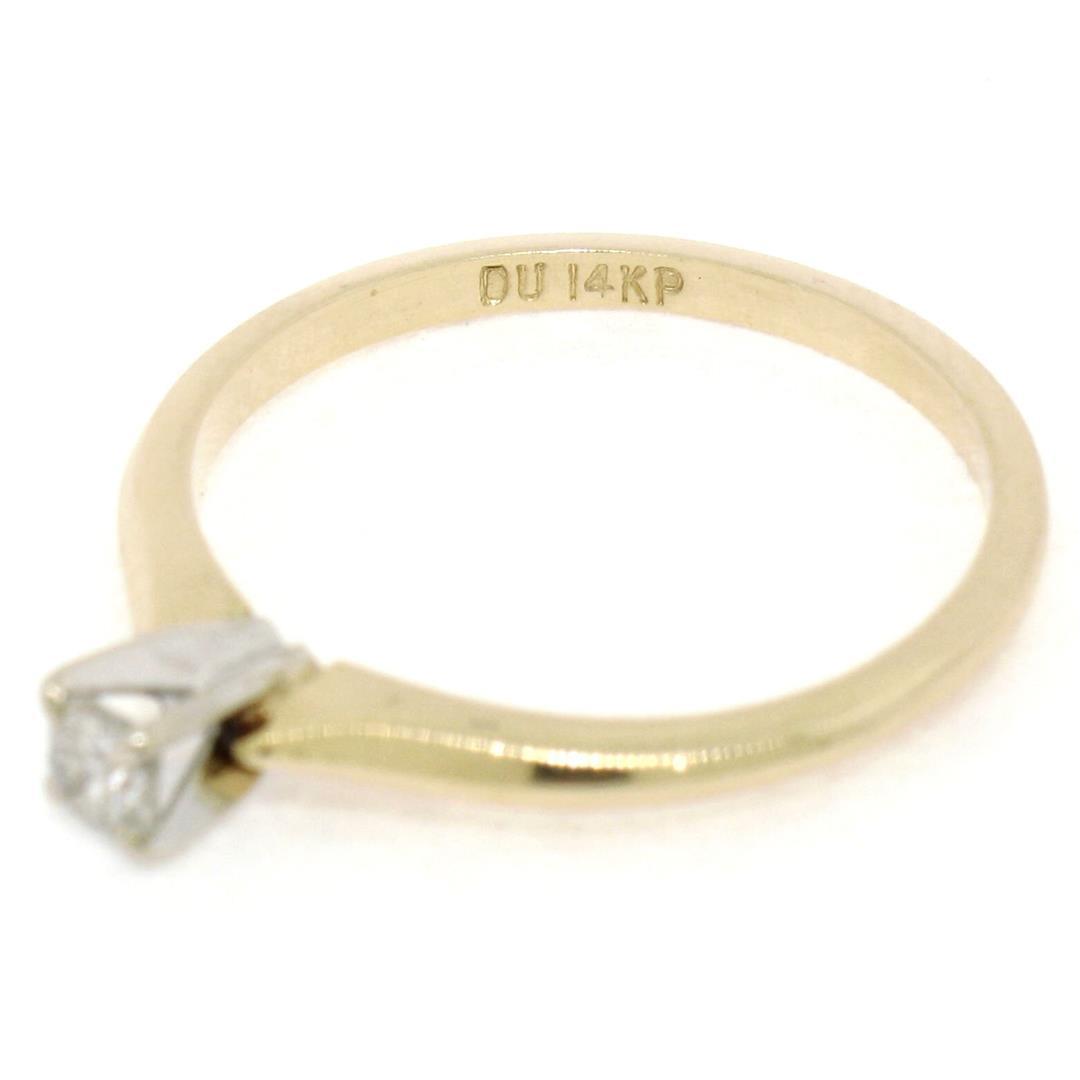 Petite 14k Two Tone Gold 0.15 ctw Round Brilliant Diamond Solitaire Promise Ring