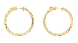 1.60 ctw Diamond Hoop Earrings - 14KT Yellow Gold