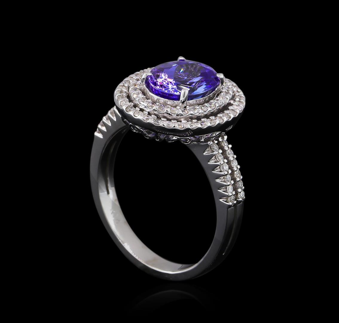 2.11 ctw Tanzanite and Diamond Ring - 14KT White Gold