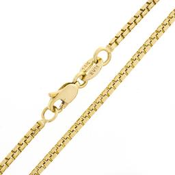 NEW 14K Yellow Gold 24" Long 1.6mm Rounded Beveled Box Link Chain Necklace