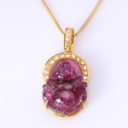 18K Yellow Gold Tourmaline & Diamond Pendant