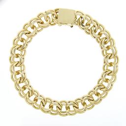 Vintage 14K Yellow Gold 6" Double Loop Open Ring Link Charm Chain Bracelet