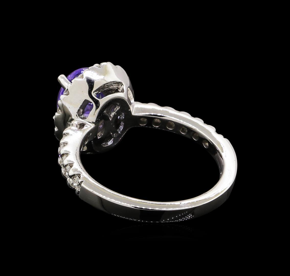 1.56 ctw Tanzanite and Diamond Ring - 14KT White Gold