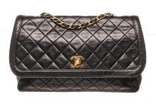 Chanel Black Leather Single Flap Chain Shoulder Bag