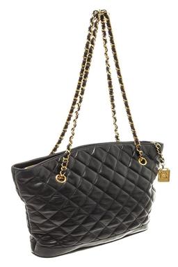 Chanel Black Lambskin Leather GHW Chain Tote Bag