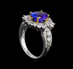 14KT Two-Tone Gold 3.15 ctw Tanzanite and Diamond Ring