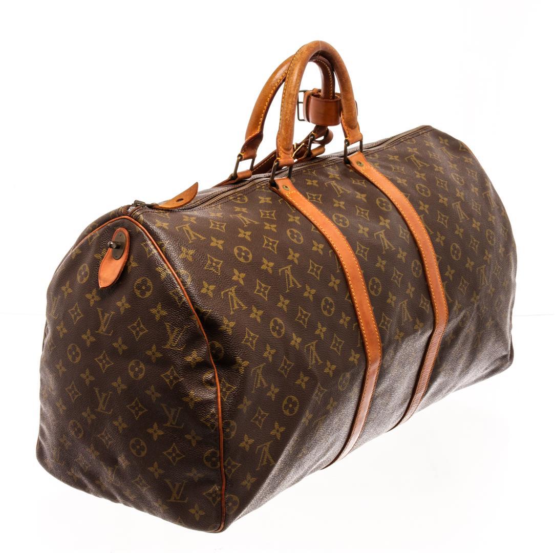 Louis Vuitton Brown Monogram Canvas Keepall 55 Travel Bag