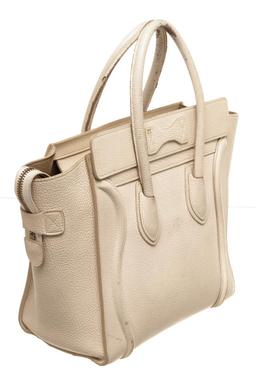 Celine Cream Leather Mini Luggage Tote Bag