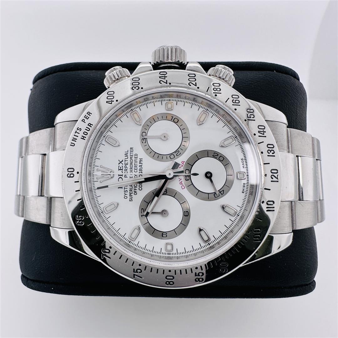 Rolex Daytona Stainless Steel White Dial Wristwatch