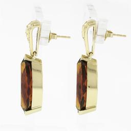 18k Gold 10.0 ctw Marquise Cut Fine Orange Citrine & Diamond Drop Dangle Earring