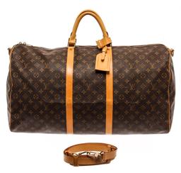 Louis Vuitton Brown Monogram Canvas Keepall Bandouliï¿½re 60 Travel Bag