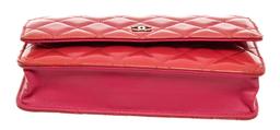 Chanel Pink Quilted Patent Leather Wallet on Chain