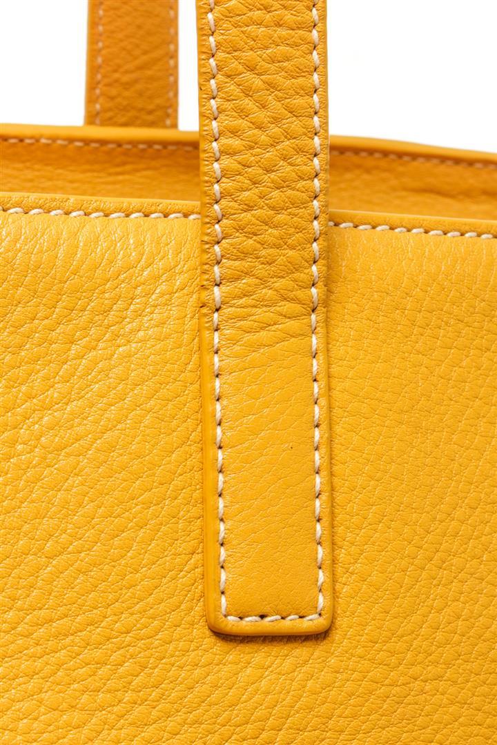 Prada Yellow Leather Front Pocket Tote Bag