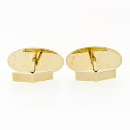 Vintage ArtCarved Men's 14k Gold Florentine Finish Grooved Frame Oval Cufflinks