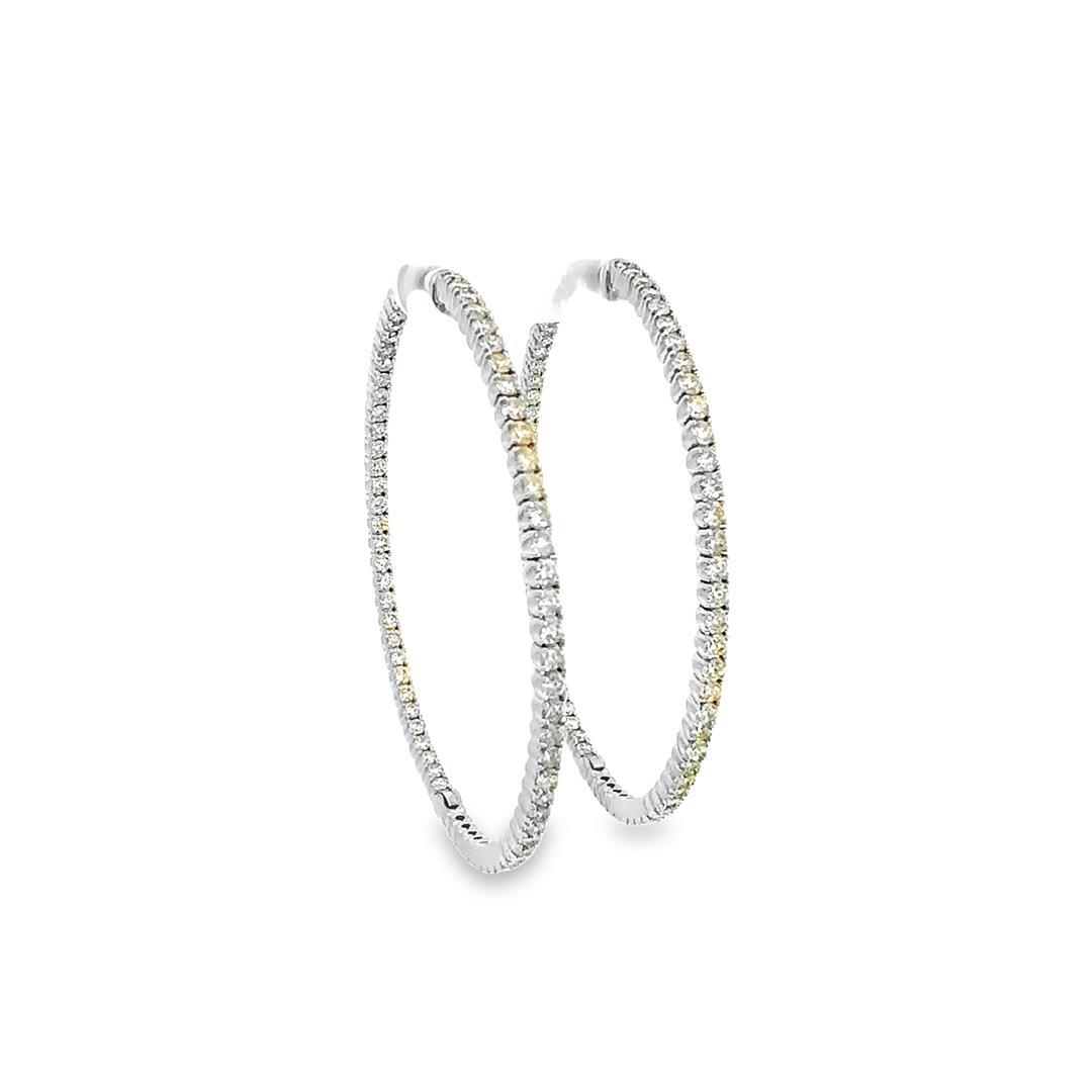 5.40 ctw Diamond Hoop Earrings - 14KT White Gold