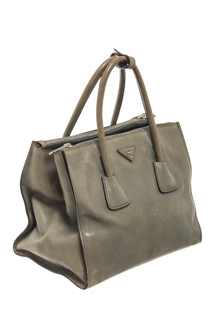 Prada Grey Leather 2way Tote Bag