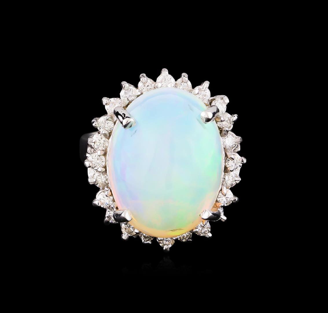 8.18 ctw Opal and Diamond Ring - 14KT White Gold