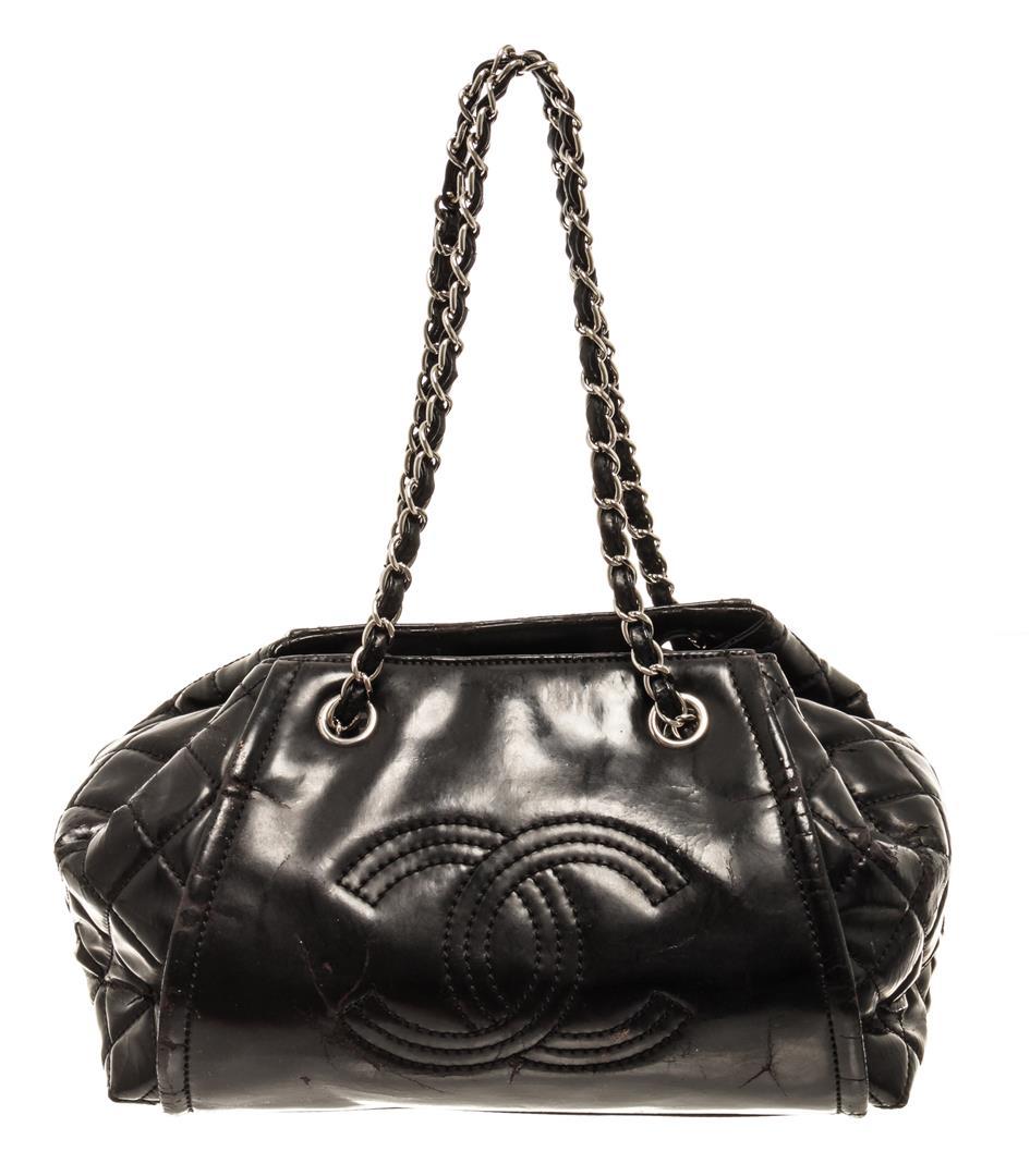 Chanel Black Leather CC Bowler Bag