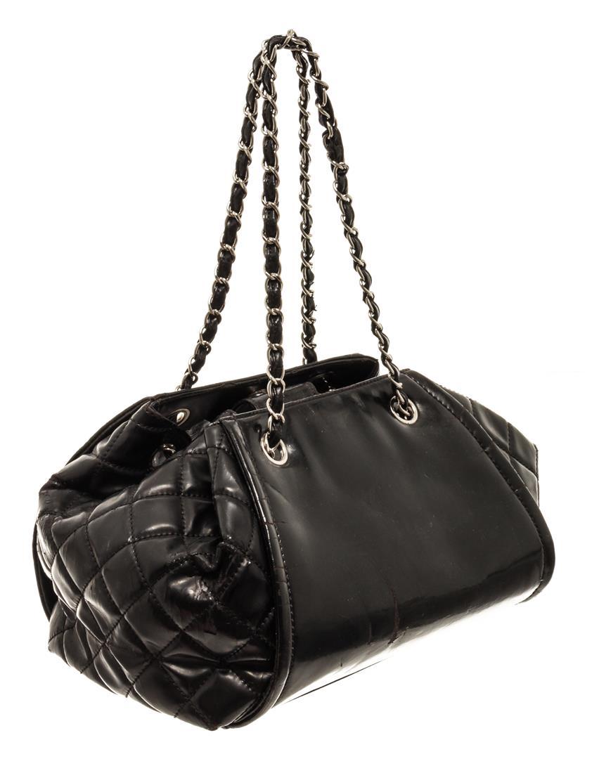 Chanel Black Leather CC Bowler Bag