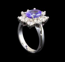 14KT White Gold 2.80 ctw Tanzanite and Diamond Ring