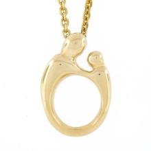 14K Yellow Gold Embracing Mother & Child Polished Pendant w/ 18.5" Cable Chain