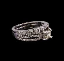 1.40 ctw Diamond Wedding Ring Set - 14KT White Gold