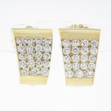 18K Gold 1.25 ctw Round Pave Diamond Polished Wide Cuff Earrings w/ Enhancer Hoo