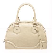 Louis Vuitton Ivory White Epi Leather Bowling Montaigne BB Tote Bag