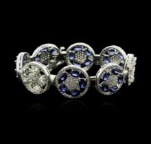 14KT White Gold 21.00 ctw Sapphire and Diamond Bracelet