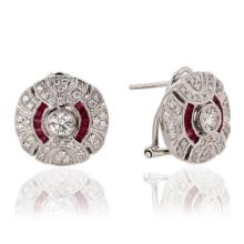 0.55 ctw Ruby and 0.65 ctw Diamond Platinum Earrings