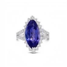 4.11 ctw Tanzanite and 1.05 ctw Diamond Platinum Ring