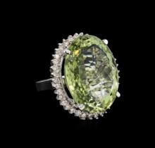 14KT White Gold 37.65 ctw Quartz and Diamond Ring