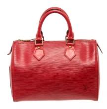 Louis Vuitton Red Epi Leather Speedy 25 Satchel Bag