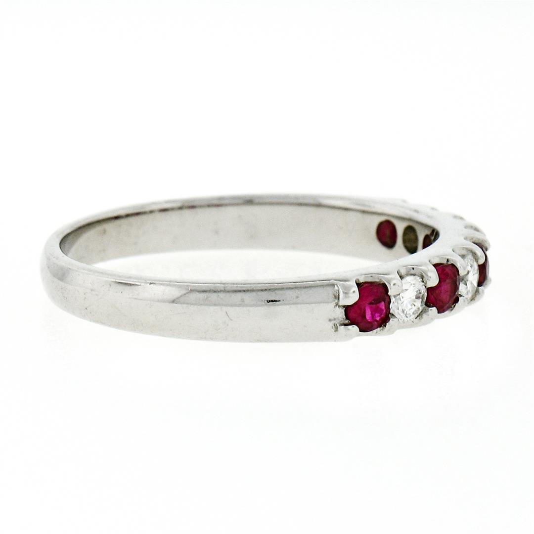 New 14K White Gold 3mm 0.62 ctw Alternating Shared Prong Ruby & Diamond Band Rin